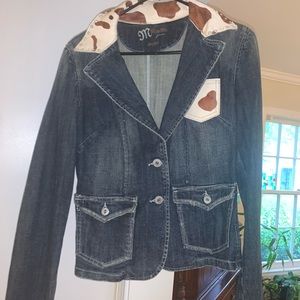 Miss Me denim jacket faux cowhide accents